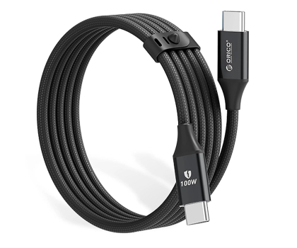 Kabel Orico CDX 100W 5A Power Delivery USB-C - USB-C 1m - czarny ORICO-CDX-100CC-BK-BP-HU
